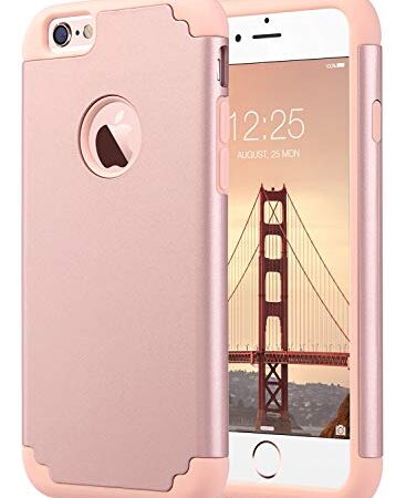 iPhone 6 Case, iPhone 6S Case, ULAK Slim Dual Layer Protective Case Fit for Apple iPhone 6 (2014) / 6S 4.7 inch (2015) Hybrid Hard Back Cover and Soft Silicone,Rose Gold