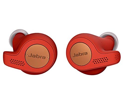 Jabra Elite Active 65t Earbuds – True Wireless Earbuds with Charging Case, Copper Red – Bluetooth Earbuds with a Secure Fit and Superior Sound, Long Battery Life and More (Renewed)