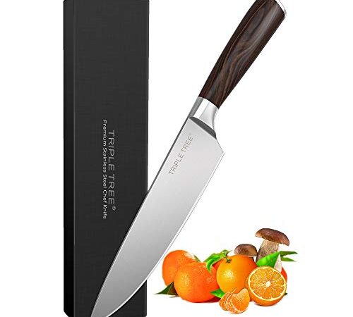 Japanese Chef's Knife Kitchen Chef Knife 8 inch, High Carbon Stainless Steel with Long Lasting Razor Sharp Edge and Comfortable Pakkawood Handle,Cutting Knife for Cutting, Chopping, Dicing and Slicing