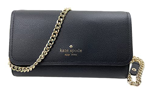 Kate Spade New York Refined Grain Leather Chain Wallet Crossbody Bag (Black)