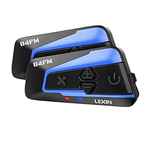 LEXIN 2pcs B4FM 10 Riders V5.0 Motorcycle Bluetooth Headset with Music Sharing, Motorcycle Helmet Bluetooth Intercom with Noise Cancellation, Universal Communication Systems for Snowmobile/ATV