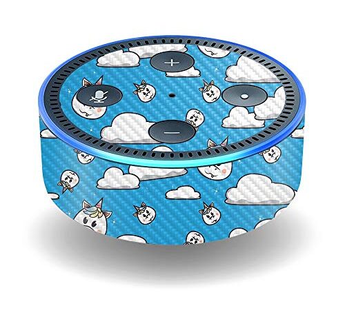 MightySkins Carbon Fiber Skin for Amazon Echo Dot (2nd Gen) - Unicorn Clouds | Protective, Durable Textured Carbon Fiber Finish | Easy to Apply, Remove, and Change Styles | Made in The USA