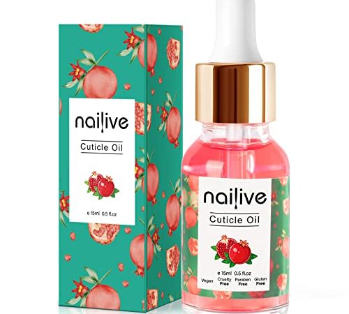 Nailive Nail Cuticle Oil Jojoba Cutical Essence Nails Oils Heals Dry Cracked Rigid Cuticles Pomegranate Extraction with Natural Ingredients Vitamin E for Growth Moisturizing Soothing Nourishing-0.5oz