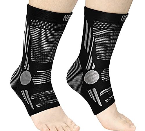 NEENCA Professional Ankle Brace Compression Sleeve (Pair), Ankle Support Stabilizer Wrap. Heel Brace for Achilles Tendonitis, Plantar Fasciitis, Joint Pain,Swelling,Heel Spurs, Injury Recovery, Sports (Black, Large)