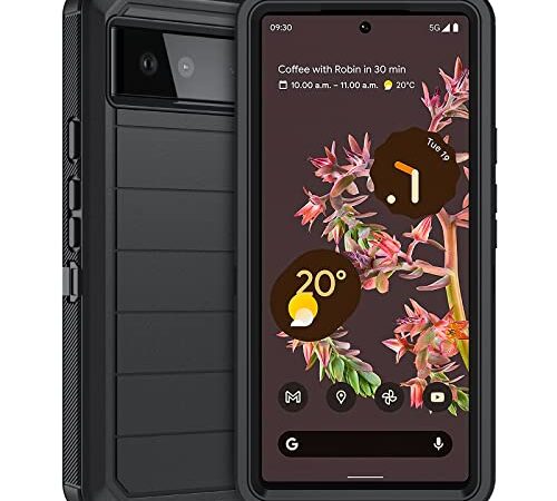 ottpluscase for Google Pixel 6 Case, Google Pixel 6 Case Heavy Duty Shockproof Dustproof 3 in 1 Cover Soft TPU Hard PC Military Protective Tough Durable Phone Case for Google Pixel 6 - Black