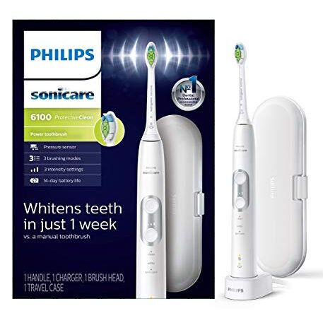 Philips Sonicare Protectiveclean 6100 Rechargeable Electric Toothbrush, Whitening, White