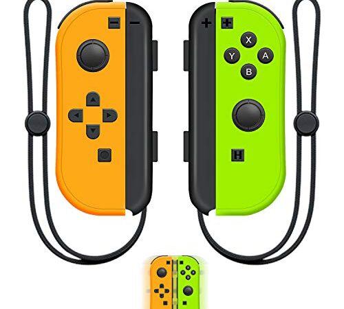 SINGLAND JoyCon Wireless Controller Replacement for Nintendo Switch,Left/Right Remote Controller with Wrist Straps Support Wake-up Function (Green and Yellow)