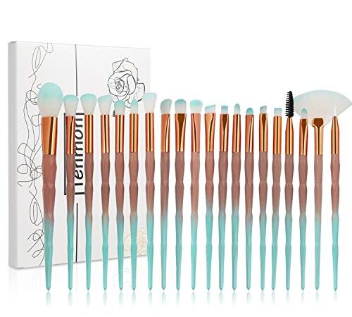 Tenmon 20Pcs Unicorn Makeup Brush Set Professional Face Eye Shadow Eyeliner Foundation Blush Lip Makeup Brushes Powder Liquid Cream Cosmetic Brush for Girls Kids Mom and Her