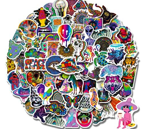 Trippy Stickers 100 PCS Psychedelic Stickers for Adults,Trippy Accessories Stickers,Hippie Sticker Packs for Adults,Laptop Hydro Flask Water Bottle Car Cup Computer Guitar Skateboard Luggage Bike