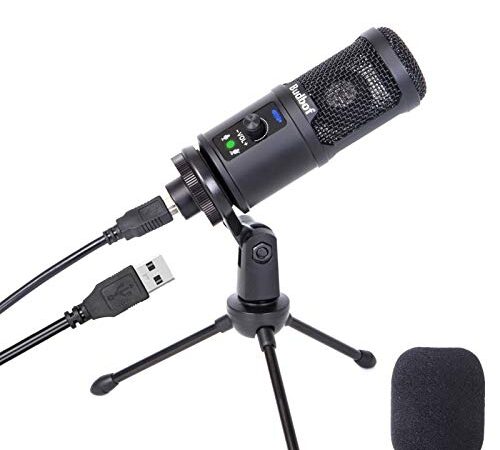 USB Microphone for Computer, Budbof Condenser PC Mic for MAC or Windows Laptop PS4 Gaming YouTube Streaming Vocal Recording with Noise Reduction and Mute Button Plug & Play