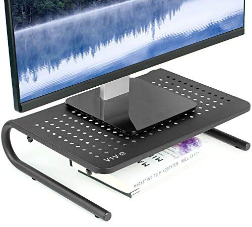 VIVO Black Ergonomic Computer Monitor, Printer, and Laptop Riser Stand with Vented Metal 14.5 inch Platform STAND-V000E