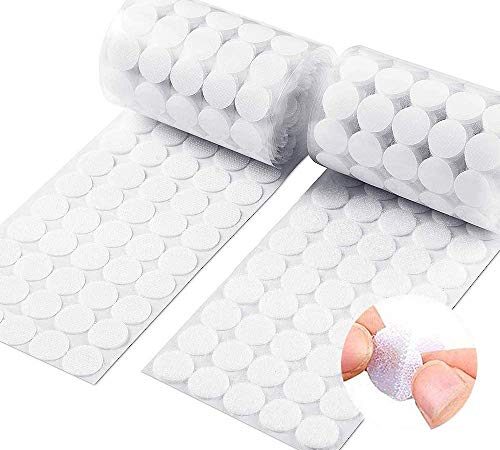 Vkey 1000pcs (500 Pair Sets) 3/4" Diameter Sticky Back Coins Hook & Loop Self Adhesive Dots Tapes White