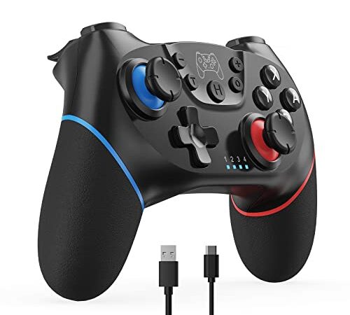 Wireless Switch Controller for Nintendo, Smanettew Switch Pro Controller Compatible with Switch/Switch Lite/Switch OLED, Manette Switch Remote Gamepad with Wakeup, Turbo, Motion, Vibration and Screenshot