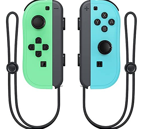 Wireless Switch Joypad Controllers, Gozxaiv Joy Pad Controller Compatible for Switch Support Wake-up Function with Wrist Strap (Green and Blue)