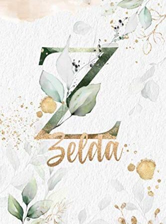 Zelda: Personalized Undated Planner Notebooks / Journals with Name and Monogram for Girls and Women to Write In. Perfect Gifts for Her as a Personal Diary or Lined Journal. Flowery Watercolor Notebook with Premium Gold Lettering.