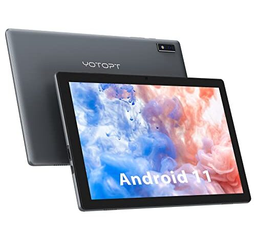 10 Inch Android 11 Tablet, Octa-Core 1.8GHz Processor, 4GB RAM, 64GB ROM, HD IPS Display, Dual Camera, Wi-Fi, Bluetooth Type C, YOTOPT U221 Android Tablet PC