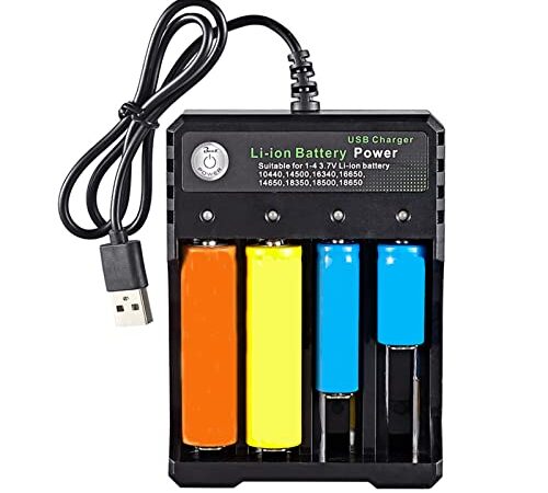 18650 Battery Charger 4 Slots Universal Smart LED Display Battery Charger for 3.7V Li-ion Rechargeable Battery 18650 26650 21700 18350 17670 17500 16340(RCR123) 14500, AA AAA Batteries