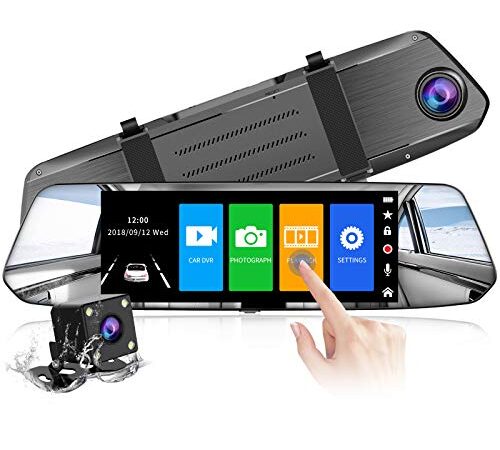 【2022 New Version】CHORTAU Mirror Dash Cam 7 Inches Touch Screen 1080P ,170° Wide Angle Front Camera and Waterproof Backup Camera, Car Camera With Parking Monitor, Reverse Monitor System, Motion Detection