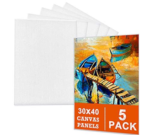 5 Packs Blank Canvas Panels Board 30 x 40 cm(12" x 16"), 100% Cotton for Acrylic Painting, Oil Paint & Wet Water Art Media, Canvases for Professional Artist, Hobby Painters & Beginners