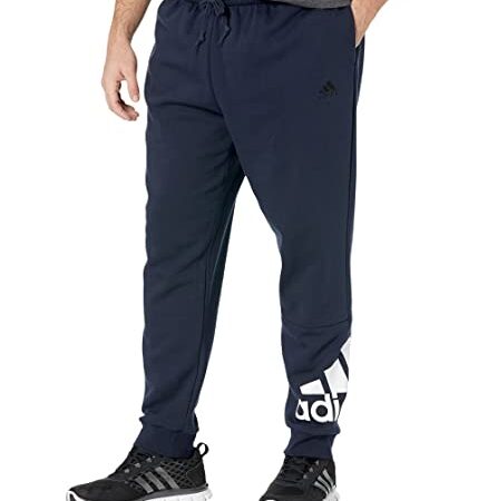 adidas,Essentials Fleece Tapered Cuff Logo Pants,Ink/White,Large