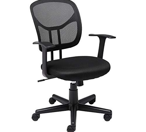 AmazonBasics Mid-Back Desk Office Chair with Armrests - Mesh Back, Swivels - Black