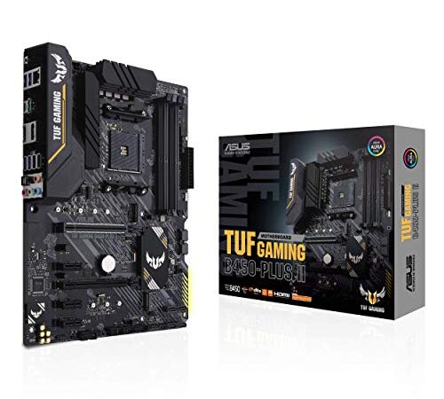 ASUS TUF Gaming B450-PLUS II AMD AM4 (Ryzen 5000, 3rd Gen Ryzen ATX Gaming Motherboard (DDR4 4400(O.C.), HDMI 2.0b, USB 3.2 Gen 2 Type-C, BIOS Flashback, 256Mb BIOS Flash ROM, AI Noise Cancelling Mic