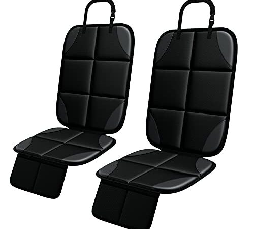 Car Seat Protector, MHO+All 2 Pack Seat Protectors for Child Seats with Waterproof Fabric, Thickest Padded Cover, Featuring Large Size Coverage and 2 Storage Pockets for Leather and Fabric Seat