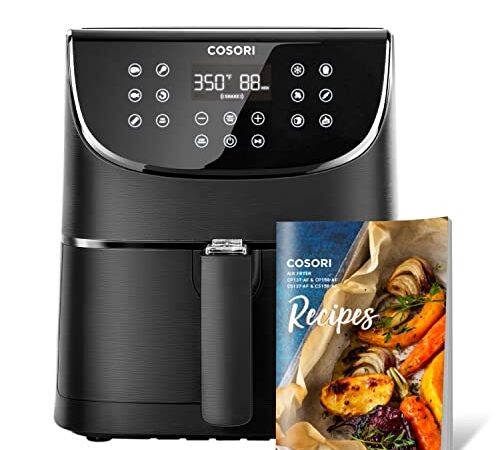 COSORI Air Fryer 5.8QT Oil Free XL Electric Hot Air Fryers Oven, Programmable 11-in-1 Cooker with Preheat & Shake Reminder, Equipped Digital Touchscreen and Nonstick Basket, 100 Recipes, 1700W, Black