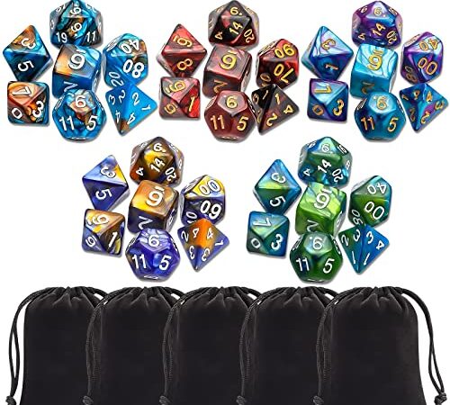 DND Dice Set - CiaraQ Polyhedral Dice (35 pcs) with Black Bags for Dungeons and Dragons, RPG, MTG Role Playing Games