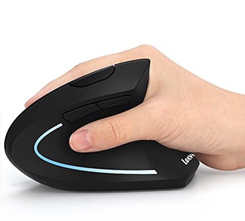 Ergonomic Mouse, Vertical Wireless Mouse - Lekvey Rechargeable 2.4GHz Optical Vertical Mice : 3 Adjustable DPI 800/1200/1600 Levels 6 Buttons, for Laptop, PC, Computer, Desktop, Notebook etc, Black