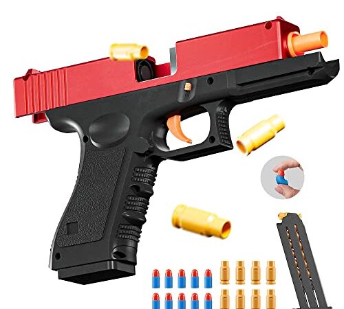 EVA Soft Foam Ejection Toy Blaster, Shooting with Foam Darts, Blasters, Shooting Safe Games, Backyard Fun and Outdoor Games, Preschool Toys for Adults Boys Girls Ages 8 9 10 11 12+ (Red)