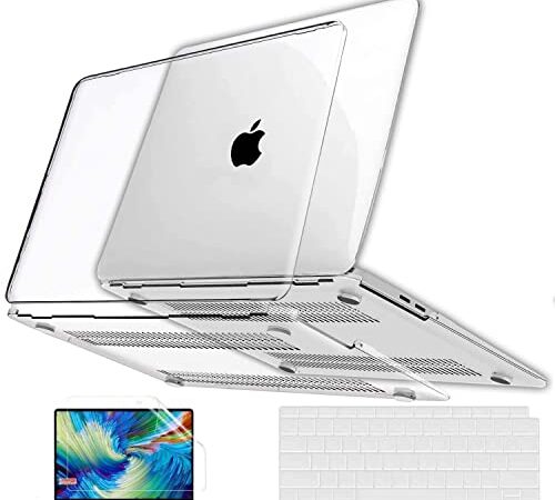 GVTECH for MacBook Air 13 inch Crystal Clear Case 2020 2019 2018 A2337 M1 A2179 A1932, Plastic Hard Shell & Keyboard Cover & Screen Protector Compatible with MacBook Air 13 inch Retina (Macbook Air 13