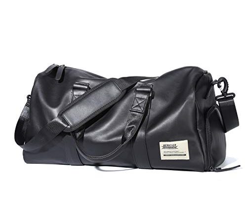 Gym Duffle Bag Waterproof Leather Large Sports Bags Travel Duffel Bags with Shoes Compartment Wet Bag Weekender Overnight Bag Men Women