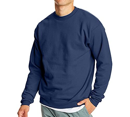 Hanes Men’s EcoSmart Sweatshirt, Navy, Large