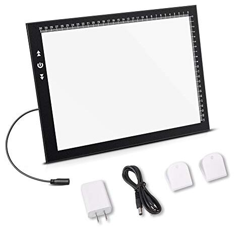 HSK A4 LED Light Box Light Pad Lock/Unlock Modes Touch Dimmer Button Super Brightness 7000 Lux Pack with USB 2A adapter