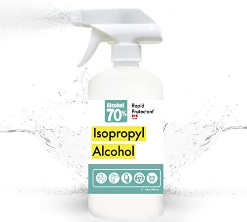 Isopropyl Alcohol Spray 70% - Rubbing Alcohol 70 Percent - 500ml - USP Grade - Made in Canada by Rapid Protectant (1 bottle, 500ml)