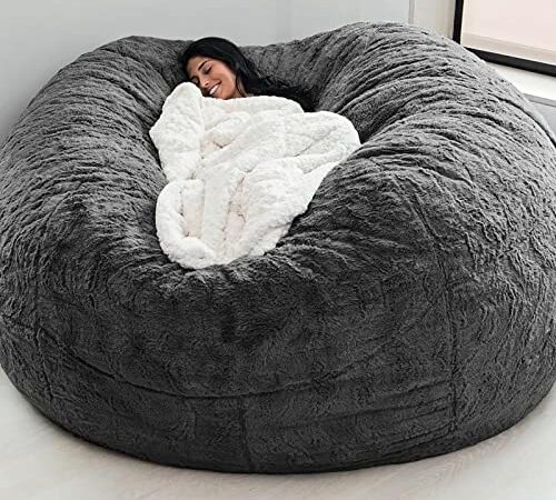 JaidWefj Faux Fur Bean Bag,Adults Luxurious Giant 5/6/7ft Huge Bean Bag Chair,Ultra Soft Bean Bag Chair(No Filler)