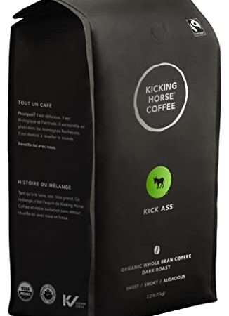 Kicking Horse Coffee, Kick Ass, Dark Roast, Whole Bean, 1 kg - Certified Organic, Fairtrade, Kosher Coffee