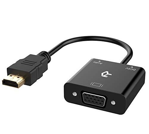 Rankie HDMI to VGA Adapter with 3.5mm Audio Port, Black