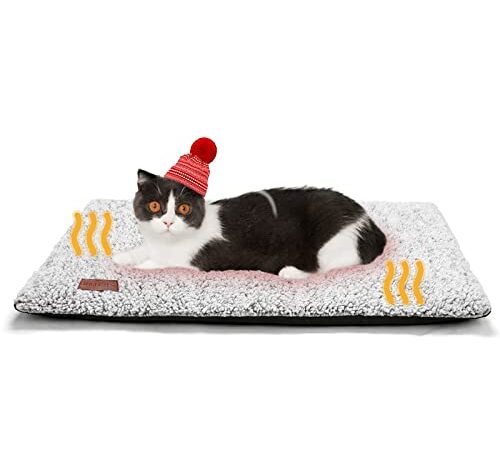 Self Warming Cat Bed Self Heating Cat Dog Mat 24 x 18 inch Extra Warm Thermal Pet Pad for Indoor Outdoor Pets with Removable Cover Non-Slip Bottom Washable