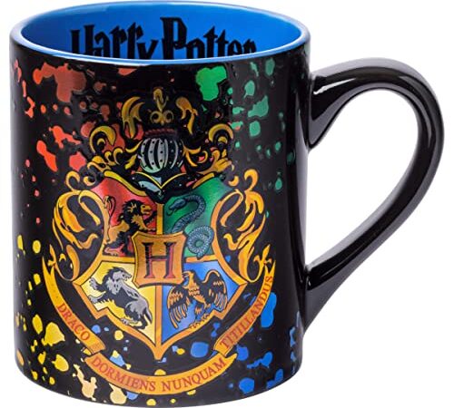 Silver Buffalo HP113932Z Harry Potter Hogwarts Crest Splatter ceramic Mug, 14 Ounces, Multicolor