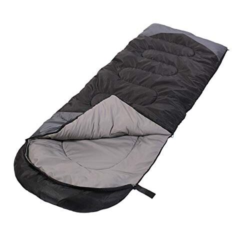 Sleeping Bag 3 Seasons (Summer, Spring, Fall) Warm & Cool Weather - Lightweight,Waterproof Indoor & Outdoor Use for Kids, Teens & Adults for Camping Hiking, Backpacking and Survival (Black Grey)