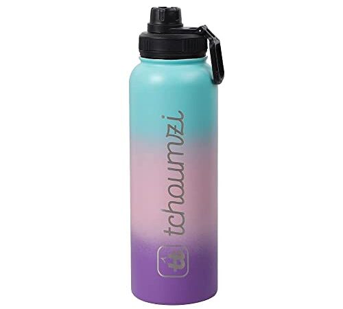 TCHOUMZI Stainless Steel Water Bottle Limited Edition, 1100mL 37 oz Vacuum Insulated Double Walled Leak Proof Sports, Rainbow Gym Travel Camping, odor free resistant, christmas birthday gift