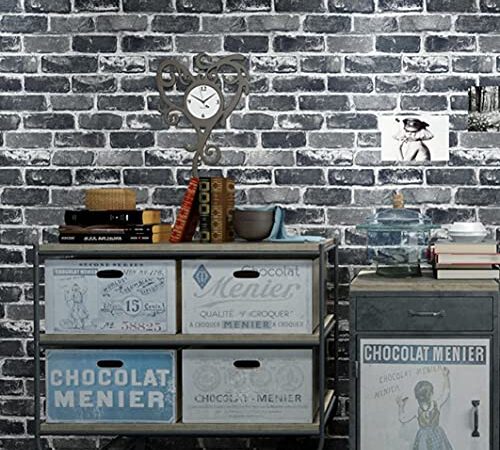 TORASO Gray Brick, Peel & Stick Brick Wallpaper, Pre-Pasted Wallpaper, Self-Adhesive Kitchen Wallpaper, Vinyl Wallpaper For Home Decoration, 6 Meters x 44cm