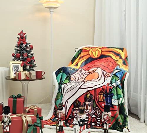 WBHome Christmas Throw Blanket, Soft, Warm, Comfy, Fuzzy, Snuggle for Bed Couch Sofa, 50x60 inch, Christmas Tale Design