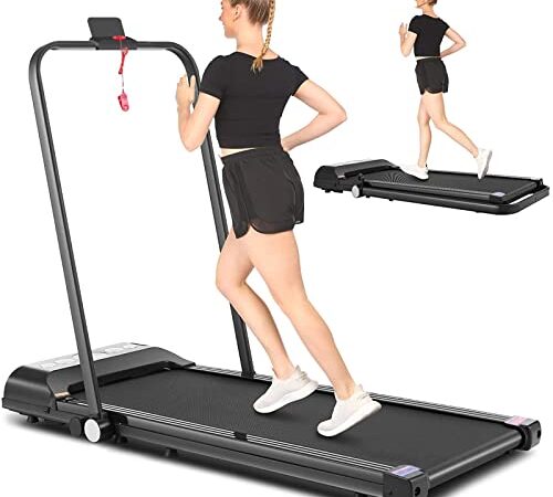 2-in-1 Under Desk Walking Treadmill - RUN.SE Under Desk Walking Pad Machine Portable Flat Slim Treadmill for Home/Office (Deep Black)
