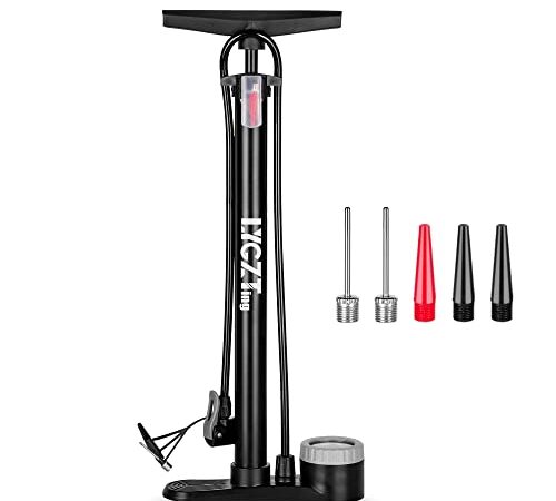 Bike Pump, LYGZTing Portable Bicycle Tire Pump, Bicycle Ergonomic Bike Floor Pump with Gauge, Foot Activated Bicycle Pump with Inflation Needle and Inflatable Device, Presta and Schrader