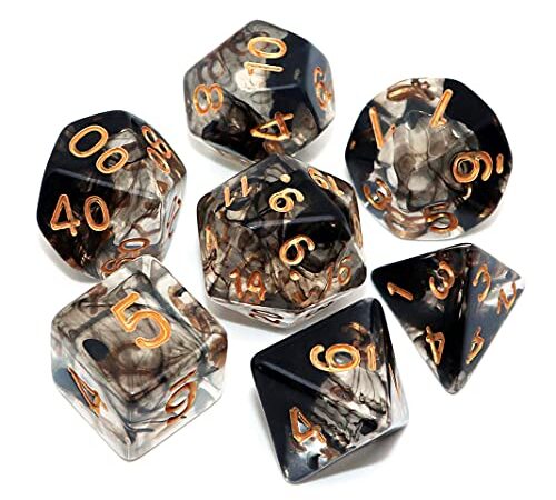 DND Dice Set 7Pcs Transparent Mix Black Cloud Dice for Dungeon and Dragons D&D RPG Role Playing Games Polyhedral Dice