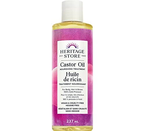 Heritage Store - Castor Oil | Nourishing Treatment for Body, Hair and Brows| 100% Cold-Pressed | Vegan & Cruelty Free | Hexane-Free (237 ml)