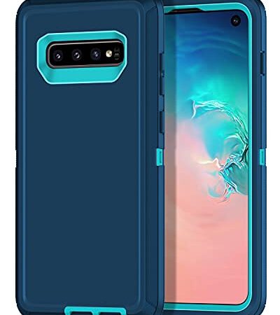 I-HONVA for Galaxy S10 Case Shockproof Dust/Drop Proof 3-Layer Full Body Protection [Without Screen Protector] Rugged Heavy Duty Durable Cover Case for Samsung Galaxy S10, Turquoise